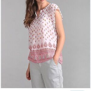 Gap Women's Pink Patterned Top floral paisley size S